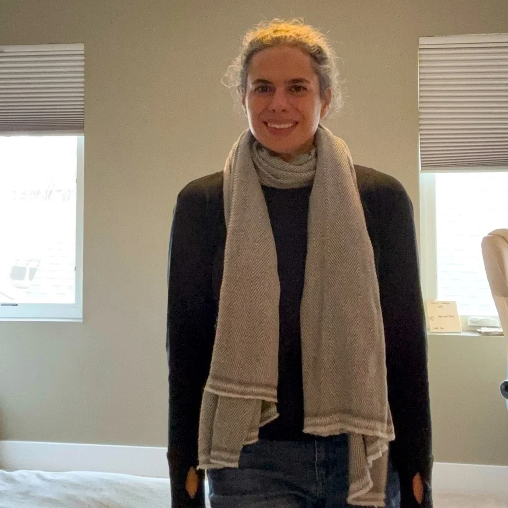 Cashmere Wool Chevron Scarf - New - Picture 2 of 6